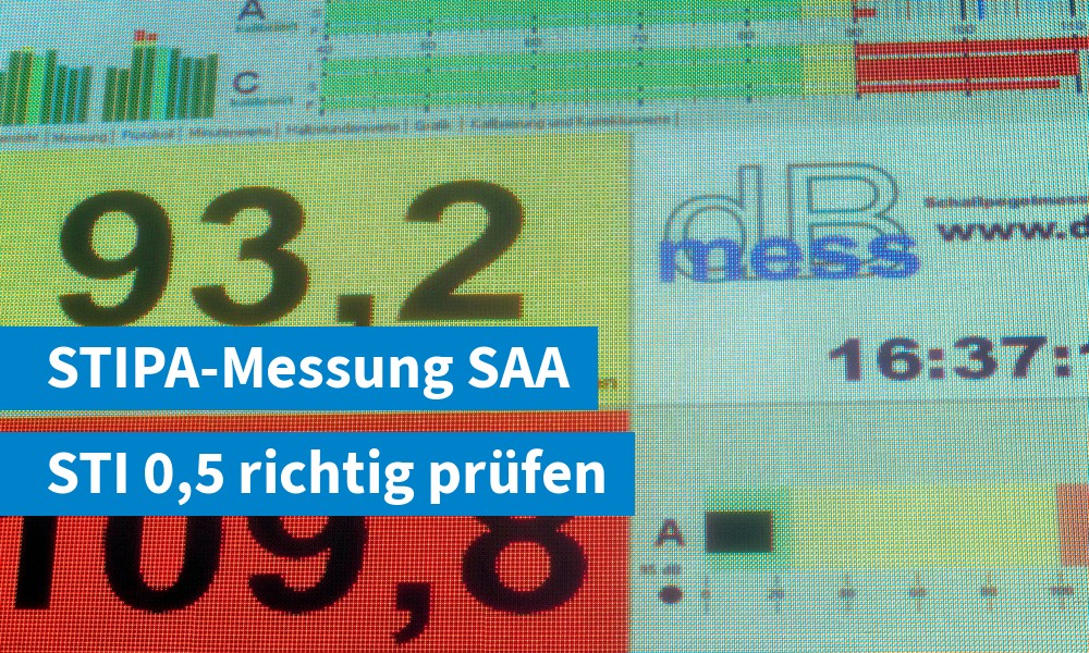 Display eines Schallpegelmessgeräts bei der Messung an einer Sprachalarmanlage