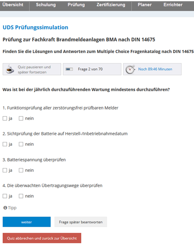UDS Prüfungssimulation DIN 14675