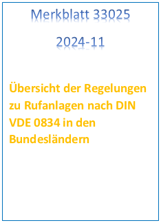 Übersicht der Regelungen zu Rufanlagen nach  DIN VDE 0834 in den Bundesländern