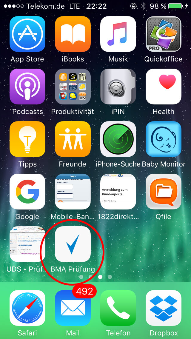 Zielseite ist nun auf dem Bildschirm als App hinterlegt